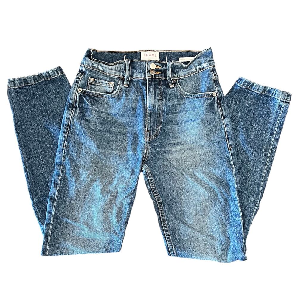 FRAME Womens Le Sylvie Halston Medium Wash High Rise Slender Straight Jeans 25